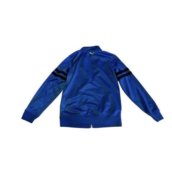 Puma Track Jacket Blue Yellow Logo Boys Size Medium - Picture 9 of 10